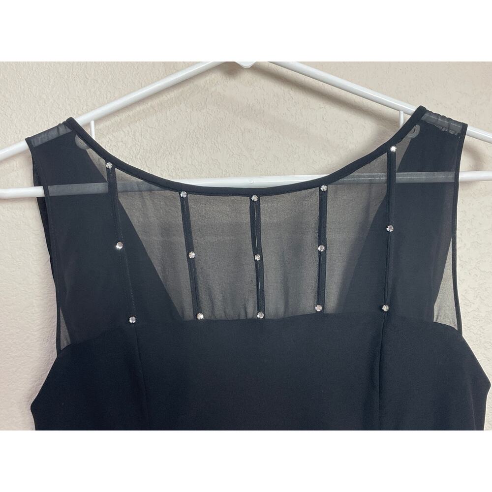 Evan Picone Y2K Vintage Black Rhinestone Draped Back Midi Dress SZ 6 LBD Classy - Picture 3 of 5